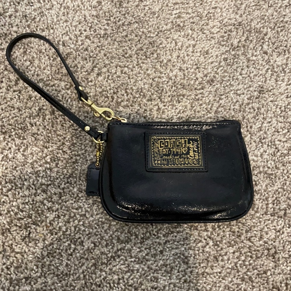 Small patten leather coach wristlet